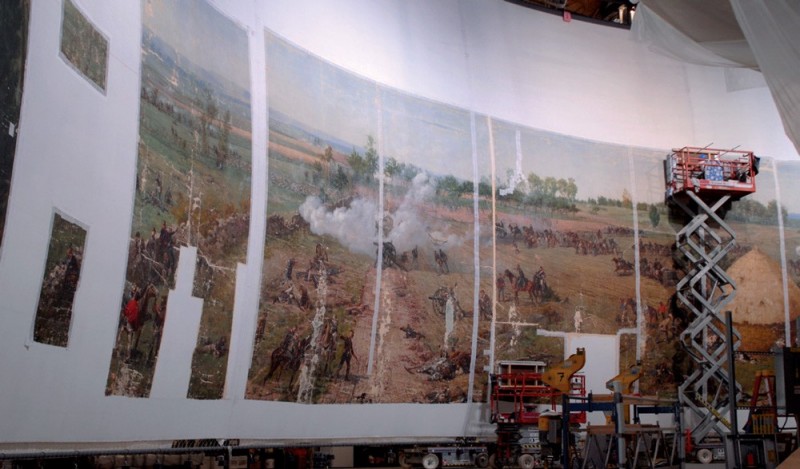 Fot. 14. Panorama bitwy pod Gettysburgiem, USA, w trakcie konserwacji obrazu, rok 2008.