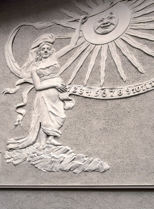 Antropomorficzna tarcza zegara
słonecznego z postacią kobiety