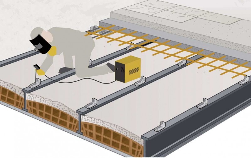 Strop na belkach stalowych